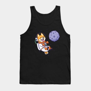 Shiba Inu in space next to moon planet Tank Top